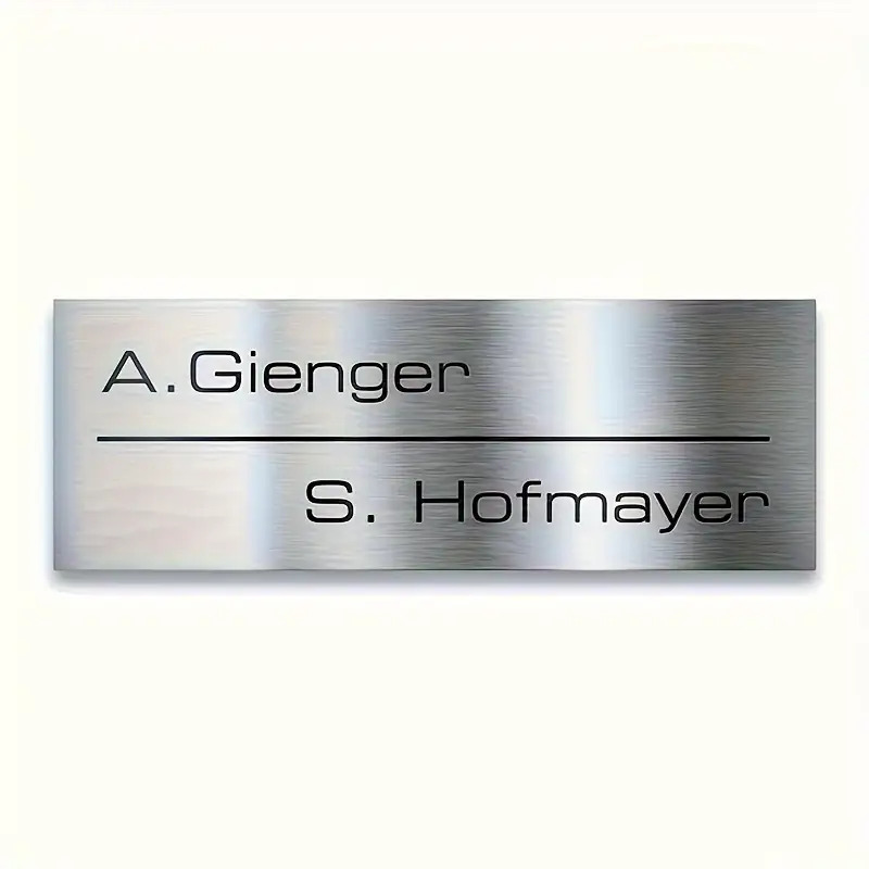 E-shop 1 Individuelles personalisiertes Namensschild – Edelstahl silberfarbenes Türnummern-Adress-Schild für Zuhause, Straße oder Büro. Personalisierte