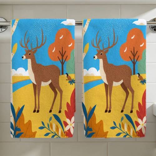 set asciugamani con motivo di natalizie, morbidi asciugamani in poliestere assorbente da appendere, decorazioni per con animali della foresta invernale, regalo stagionale per le feste, decorazioni festive per la casa, forniture per feste di capodanno, elementi per