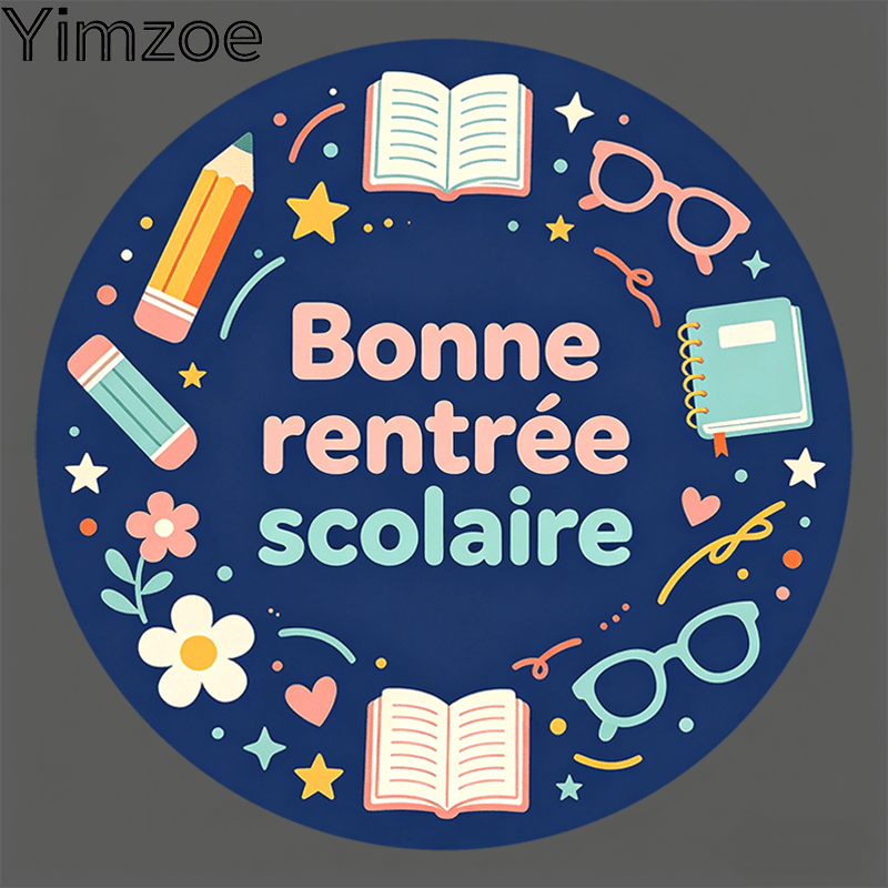 TEMU Autocollants Yimzoe Français " Rentrée Scolaire" pour Emballage de Boîtes Cadeaux, Pochettes et Enveloppes - Scolaires Ronds avec " Nouvelles",