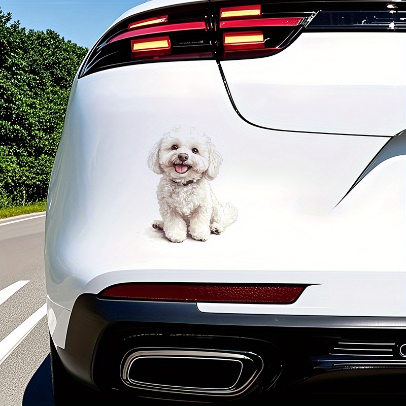 TEMU Autocollant 2D Plat et Chiot. Idéal pour de Voiture, Surface de Moto, Camion, Ordinateur Portable, Fenêtre, Tasse, Mur, Vitre. Stickers Voiture