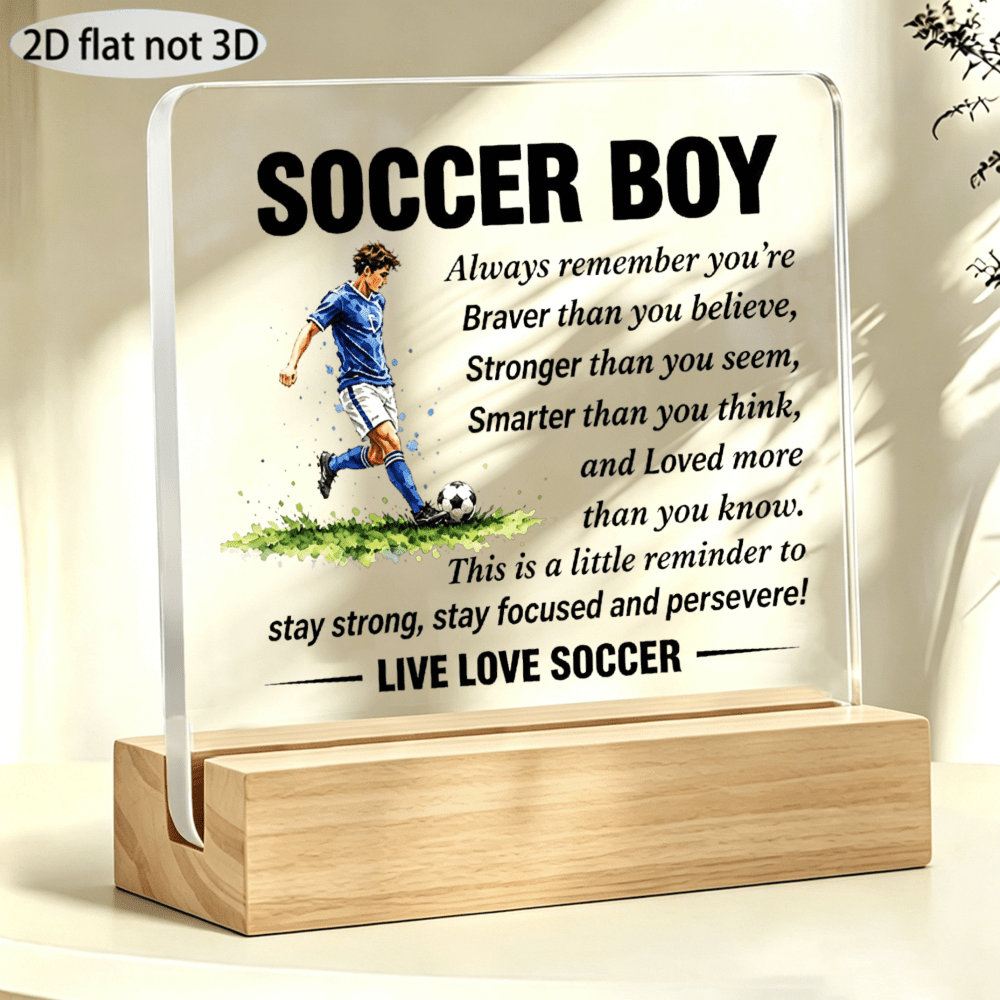 TEMU 2d Flat, Inspirational Quote Print, Acrylic Desktop Ornament, Study And Office, Birthday Gift, For Son Or Grandson, Christmas Gift, Paperweight