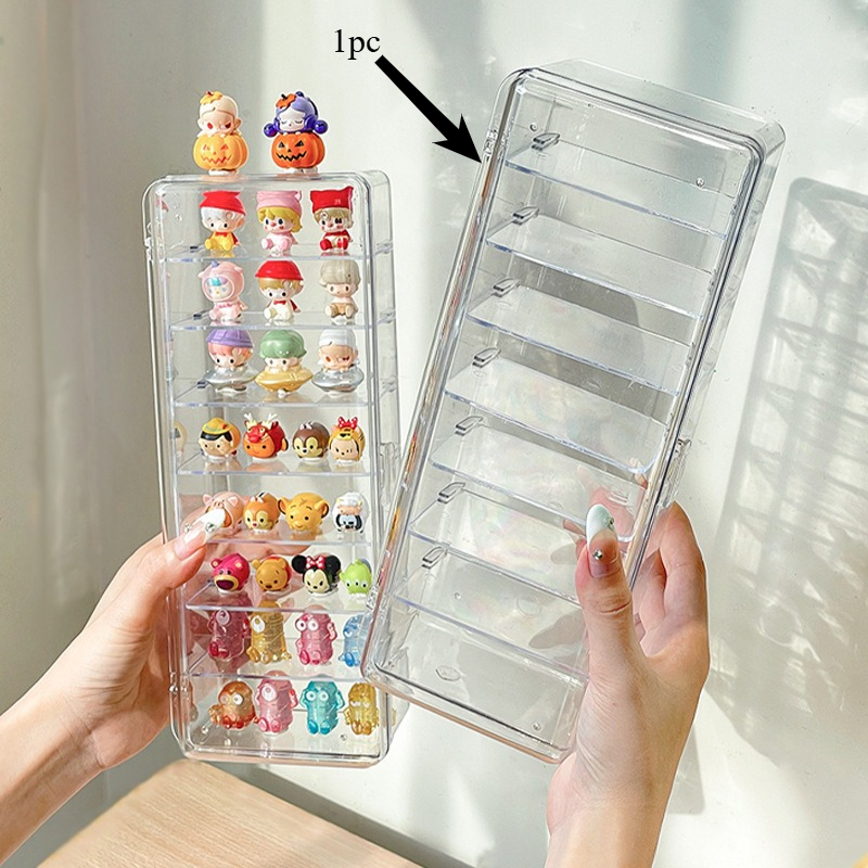 TEMU Mini Présentoir Portatif - Boîte de Rangement de Bureau pour Jouets, Parfait pour l' de Pièces /Poupées, Convient au Rangement du Salon/Chambre