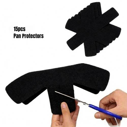 15pcs heavy duty non stick cookware protectors scratch resistant pattern pads washable reusable felt compatible with pans protects cookware durable non slip ideal for induction gas everyday kitchen use