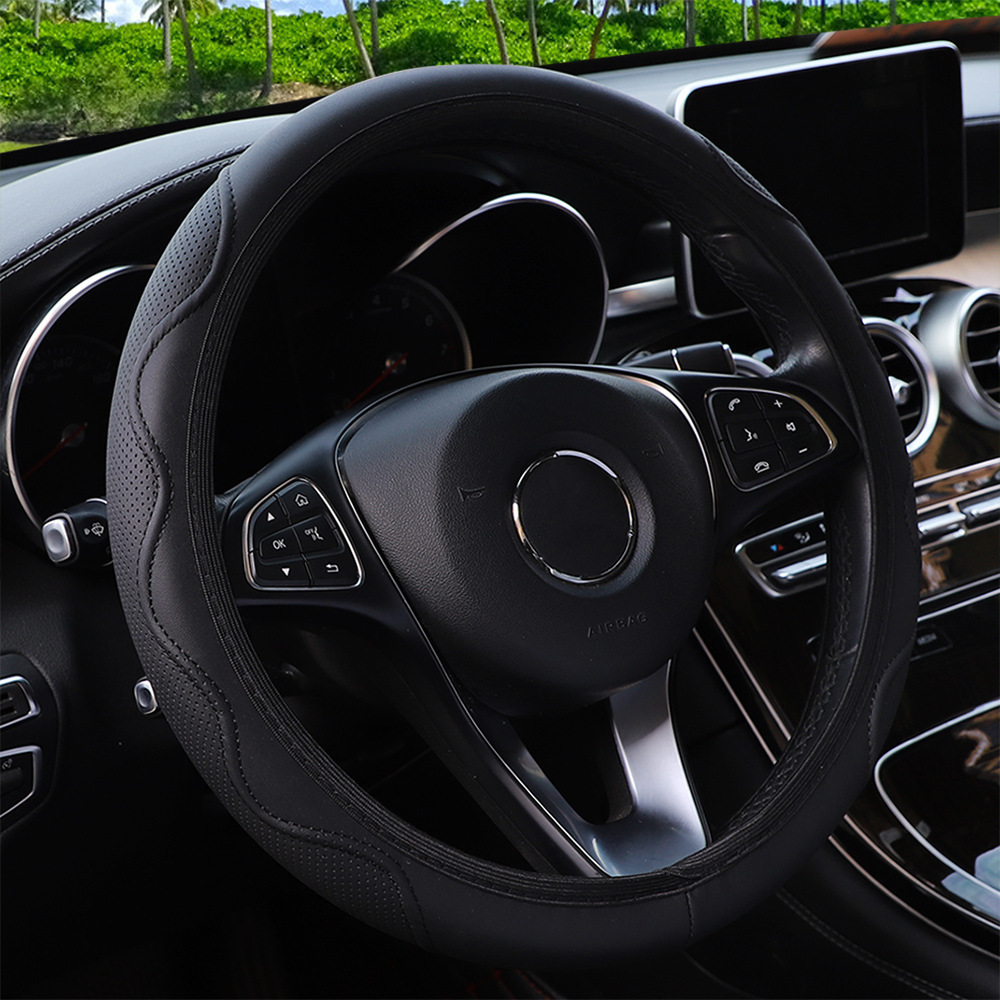 Car Pu Leather Steering Wheel Cover Pu Leather Car Seat Belt Cover Embossed Pu Leather Car Steering Wheel Cover