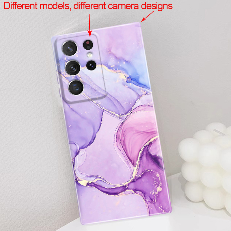 TEMU Phone Case: Colored Marble Texture Shock-proof Hardshell Phone Case For Galaxy S25 S24 S23 S22 S21 Ultra S21+ S22+ S23+ S24+ 5g S25 Plus S24 Fe