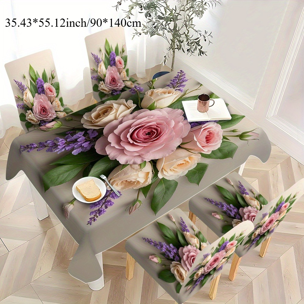 TEMU 1pc Of Stylish And Beautiful Tablecloth With A Floral Print, Soft And Perfect For Decorating During Festive Gatherings, Dinner Parties, Or