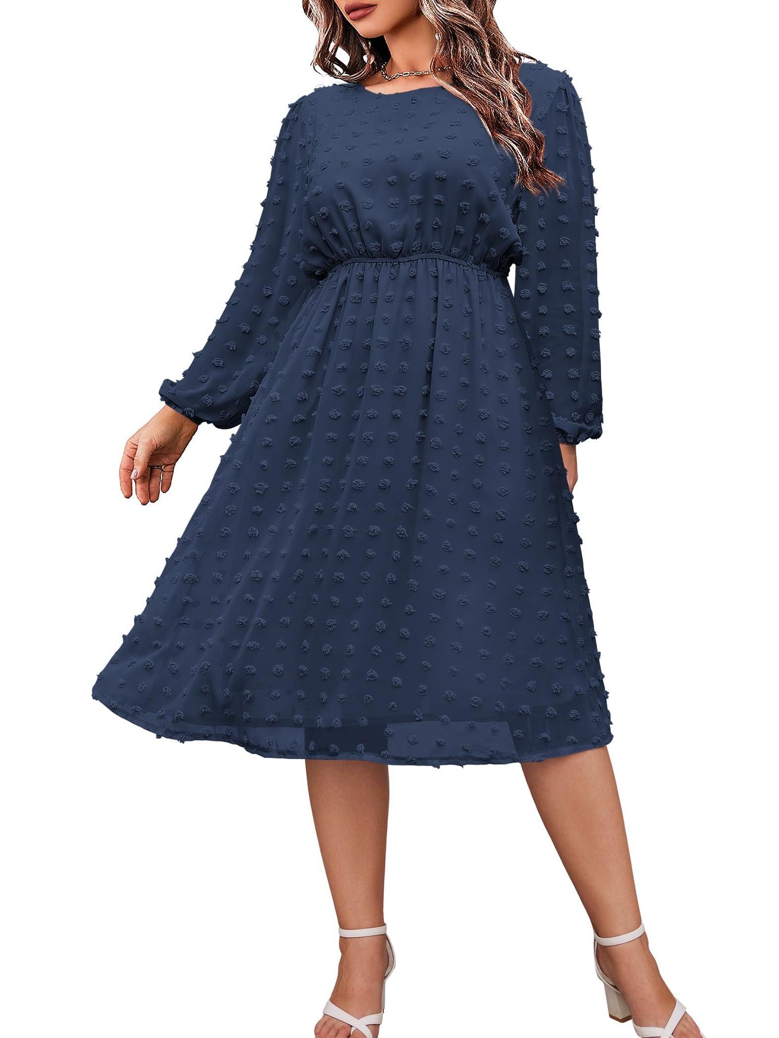 knee length dresses for ladies Umgee Full Size Tie Dye Long Sleeve Babydoll Dress with Keyhole Plus Size main image 0