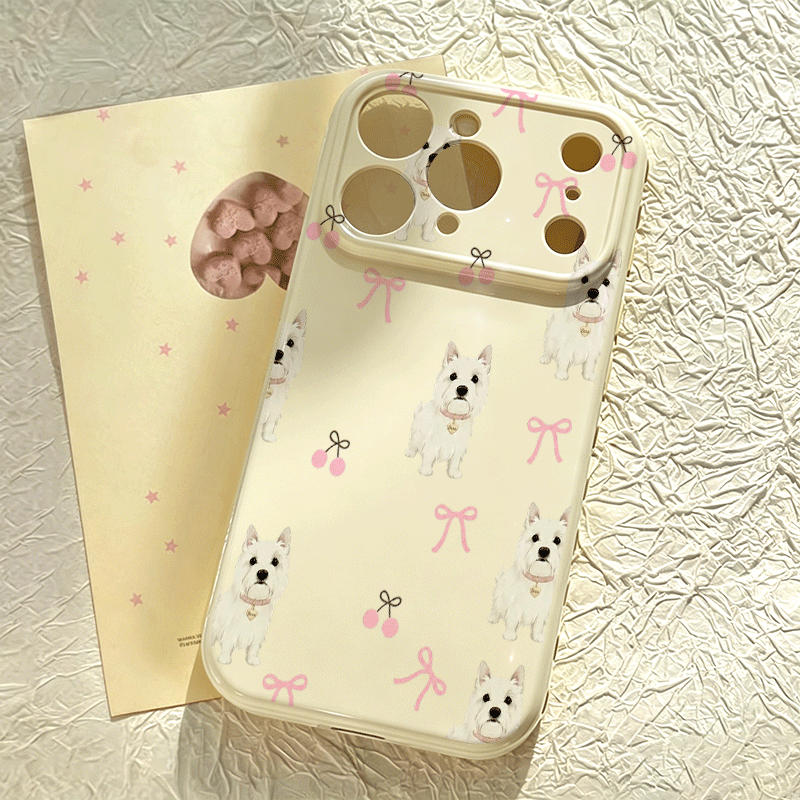 TEMU Phone Case: A Pink-themed West Highland Terrier Pattern Phone Case, Suitable For Iphone 17 Pro Max, Iphone 17 Pro, 16 Pro, 16 Plus, 15, 14, 13