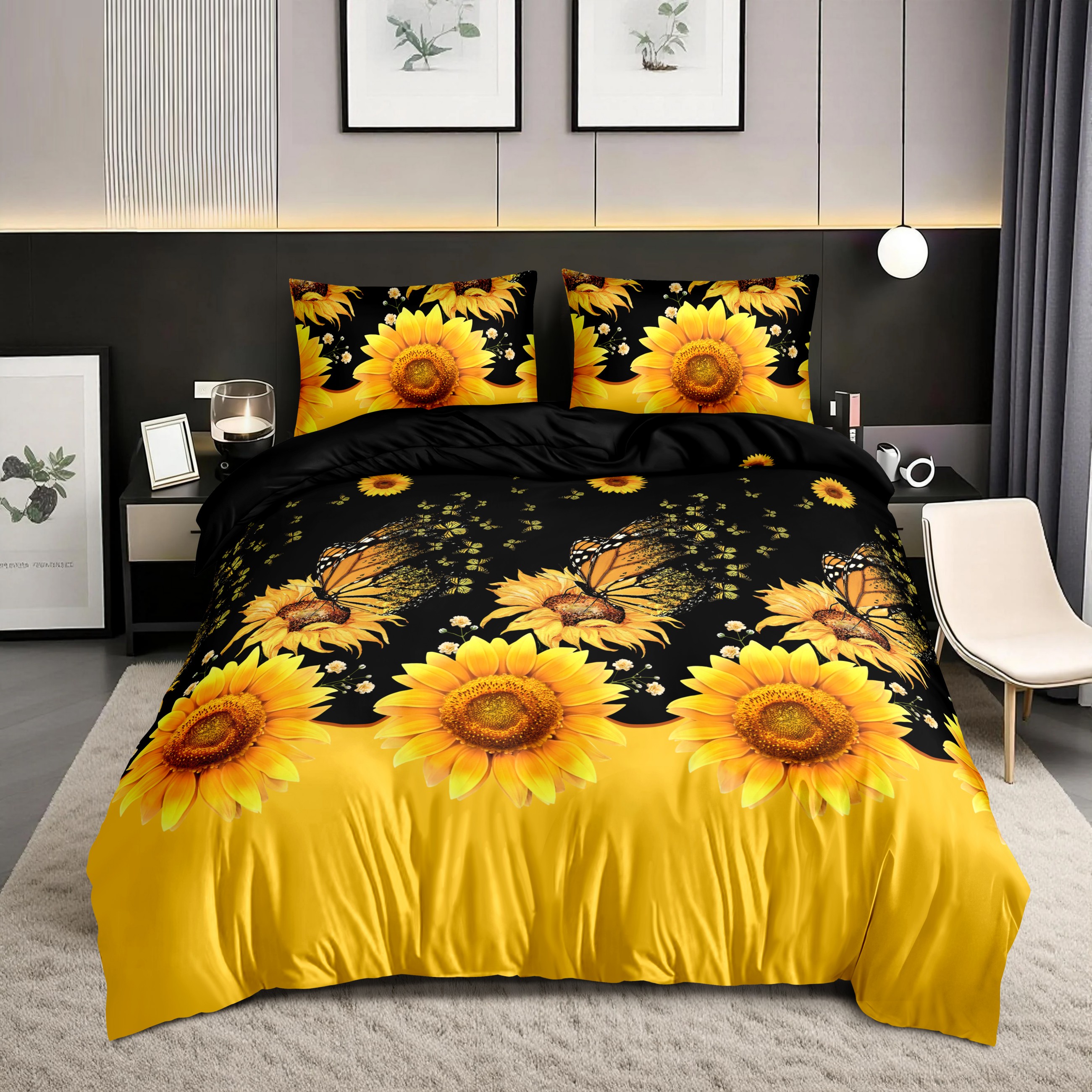 Image of 3pcs Polyester Floral Print Bedding Duvet Cover Set, Suitable For Bedrooms And Guest Rooms. Soft And Comfortable Duvet Cover, A Gift For . 1*duvet Cover + 2*pillowcases, Insert Not Included