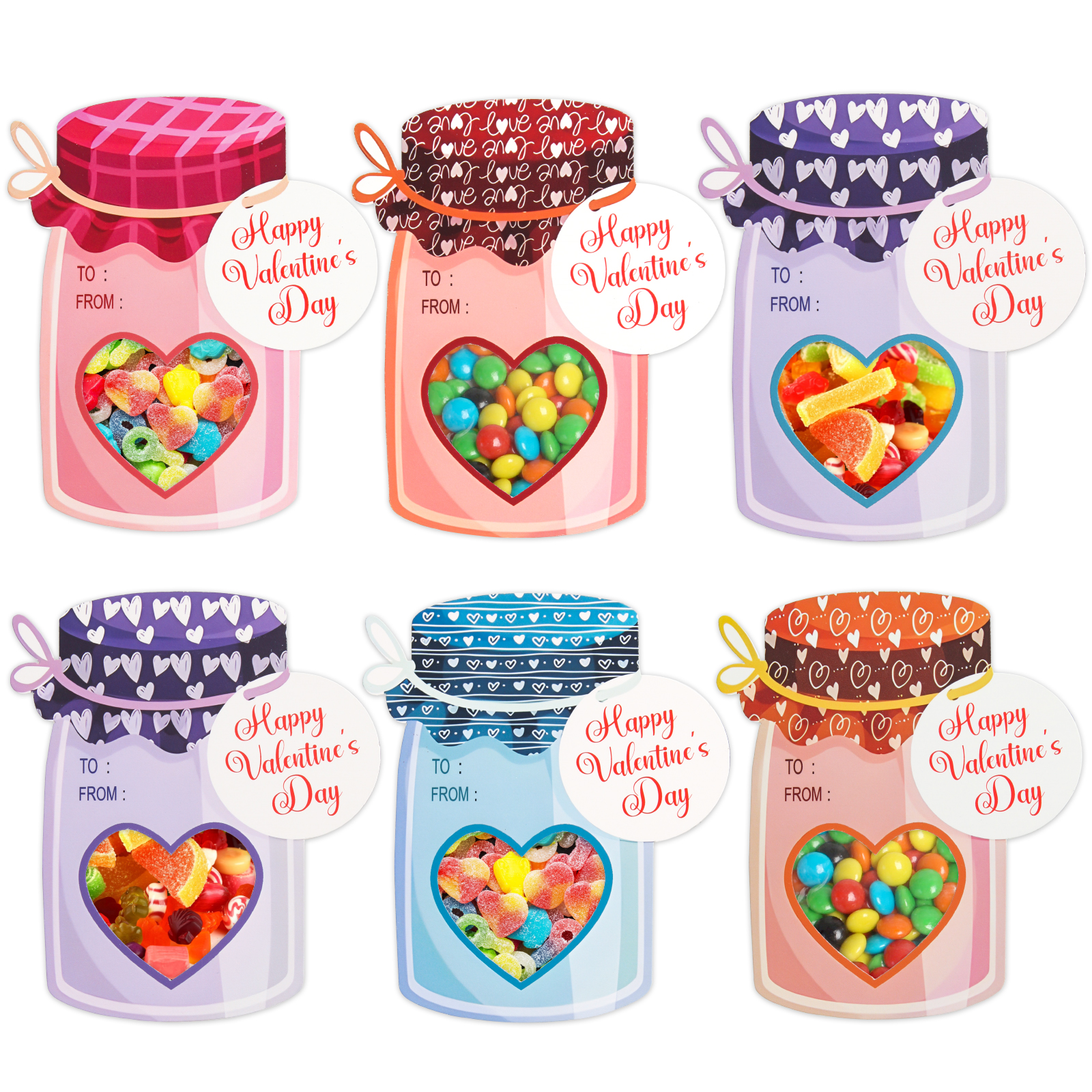 

24-pack Valentine's Day Mason Jar Cards, Assorted Notes For Classroom & Party Favors, Anniversary, Birthday, Wedding - Candy-free