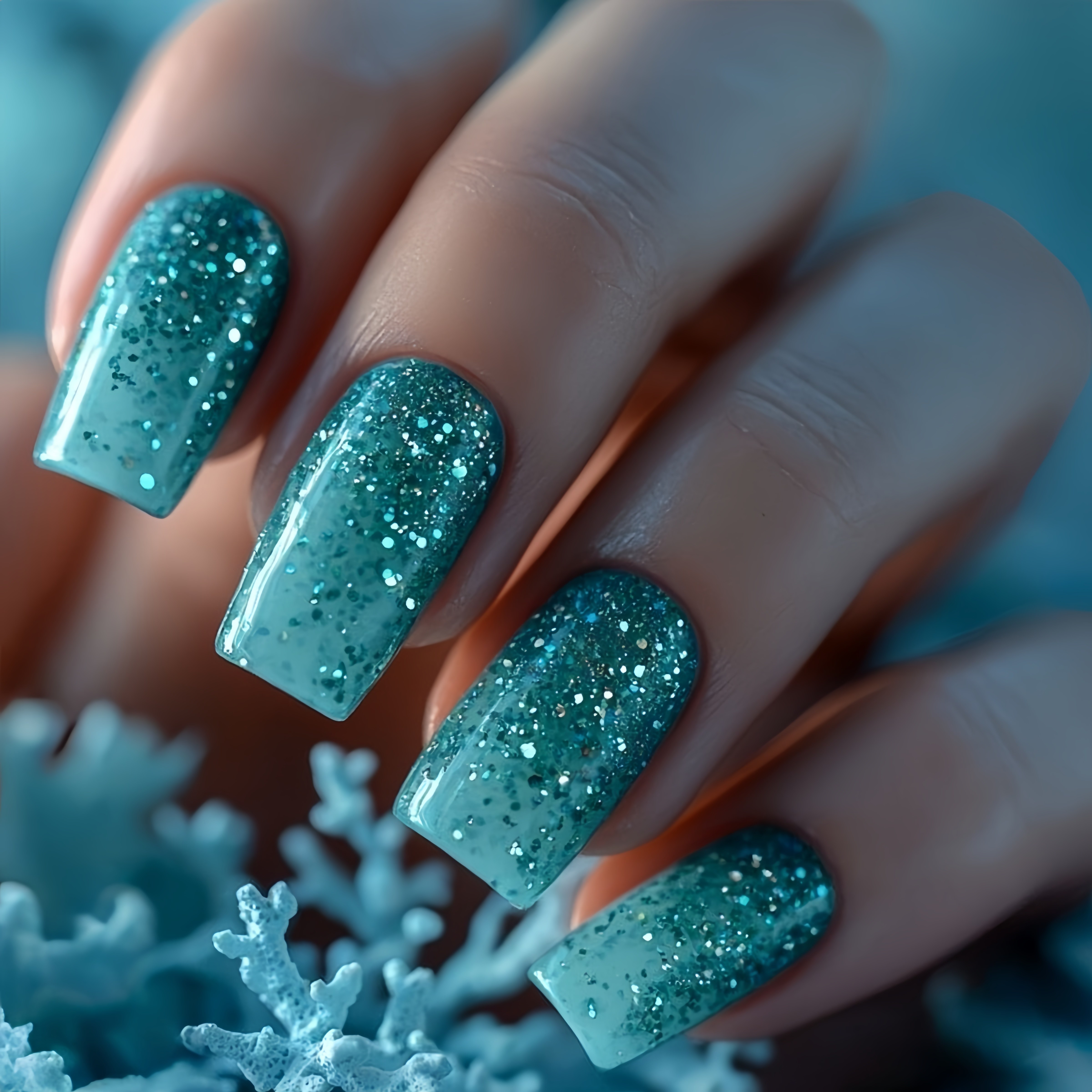 TEMU 24pcs Gradient Glitter Press-on Nails, Long Square Glossy Fake Nails, Style Manicure, Removable Artificial Nails, Press-on Nails For Women,