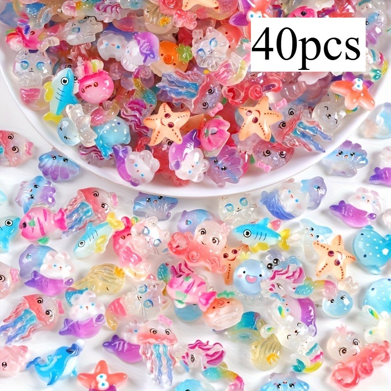 TEMU 40pcs Marine Animal Figurines, Suitable For Decorating Dollhouses, Fairy Tale Gardens, Birthday Party Gifts, Christmas Gifts, And Diy Crafts,