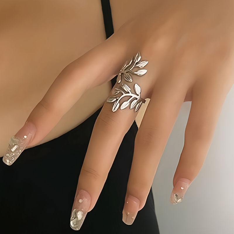 Image of Adjustable Leaf Ring For Women And Men - Minimalist Elegant Copper Jewelry With Opening Mechanism, Everyday & Party Jewelry Gift For Birthdays, Weddings