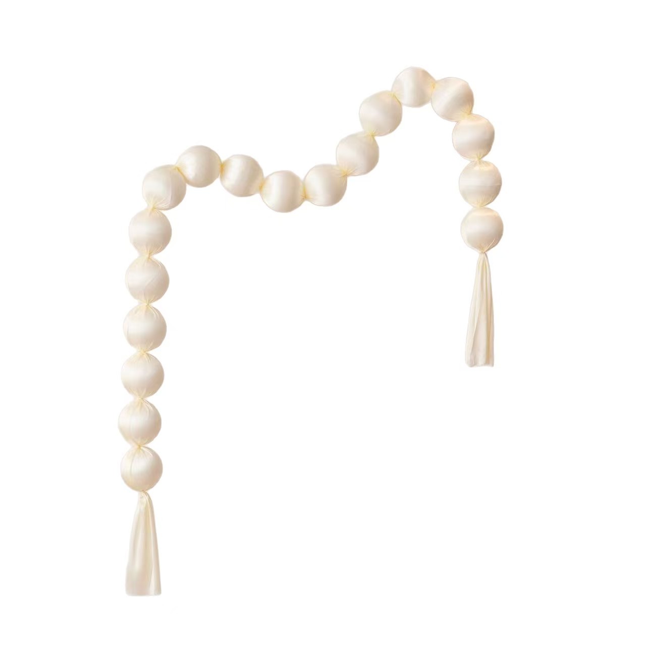 Image of Wedding Ball Garland - 18pcs Beige Fabric Foam Balls, 2m Boho Wedding Decor, Wedding Party Decoration