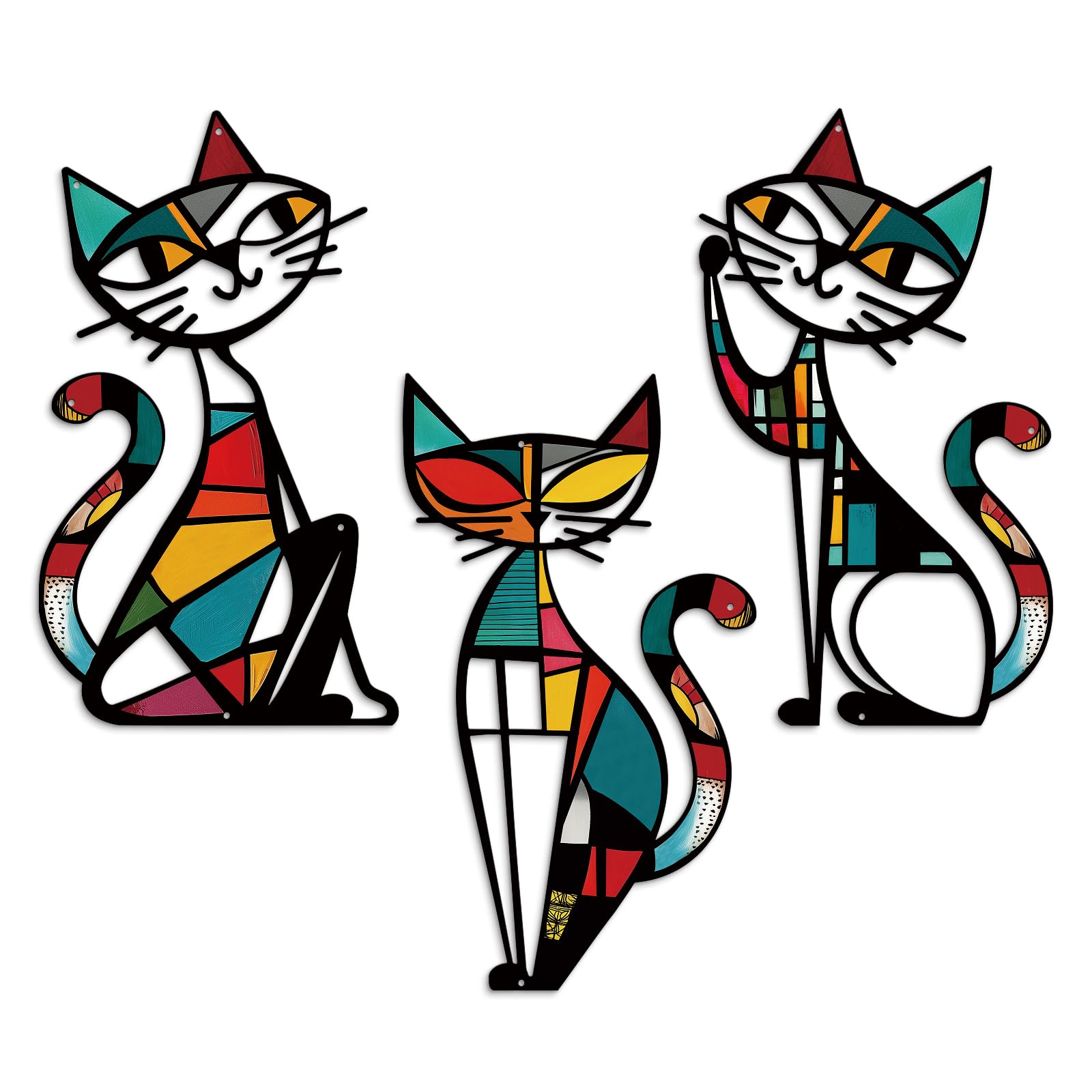 TEMU 2D Plat - [2D Plat] 2D Plat - [2D Plat] 2D PLAT, Ensemble de 3 chats décoratifs Putuo, Décoration murale en acrylique, Ornements de chat en