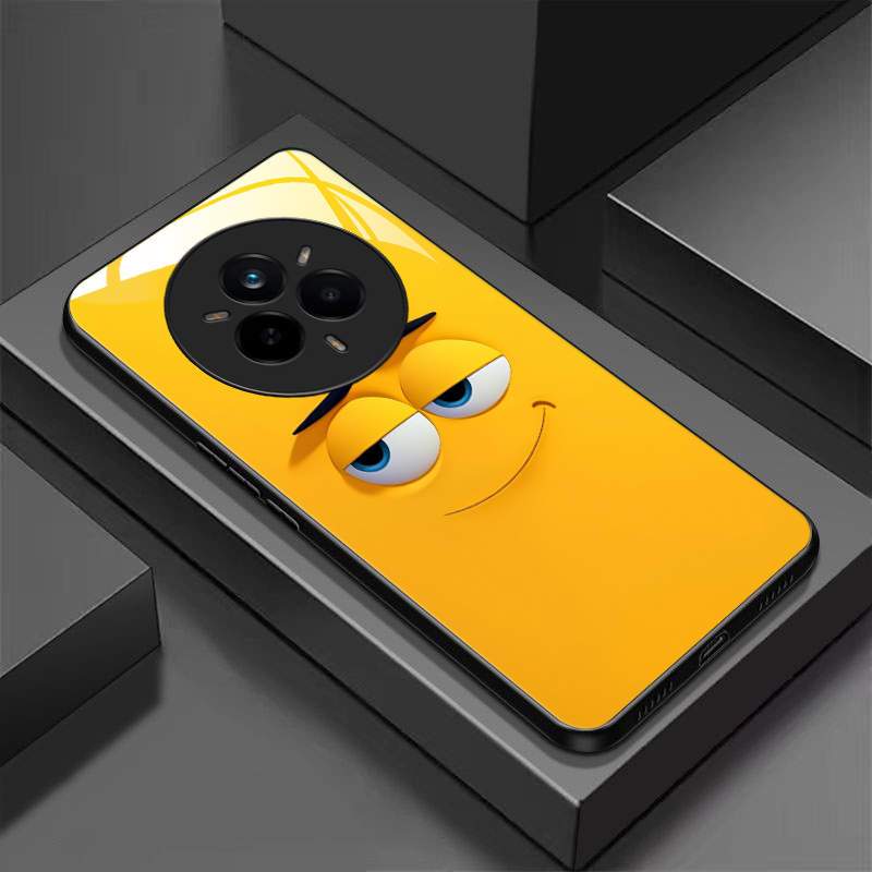 TEMU Custodia per telefono - Una custodia in vetro temperato progettata per Realme 14 Pro, caratterizzata da una cover da un design con sorridente