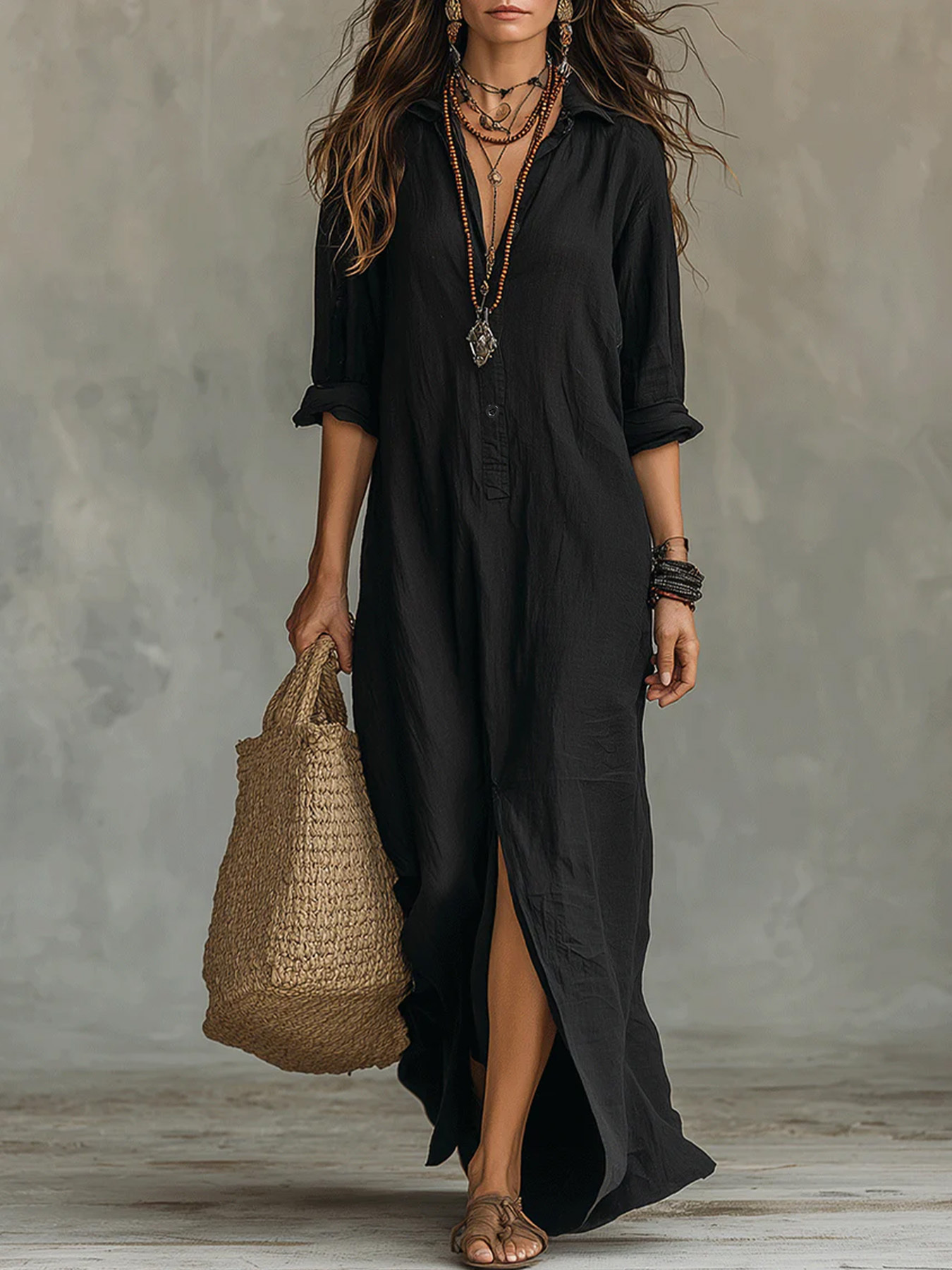 a line sequin dress long sleeve Elegant V Neck Lantern Sleeve Sequin A Line Dresses Grey / L