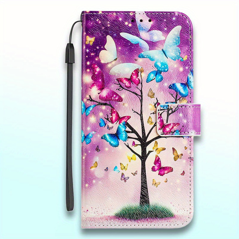 TEMU Phone Case: Aesthetic Butterflys Wallet-style Phone Case Suitable For Galaxy A73 A72 A71 A70 A56 A55 A54 A52 A51 A50 A42 A41 A40 A36 A35 A34 A33