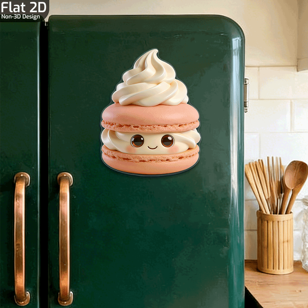 TEMU Aimant de réfrigérateur en acrylique de de macarons, pièce unique, plat 2D, (2,5 pouces x 3,1 pouces), décoration de cuisine style dessert , un