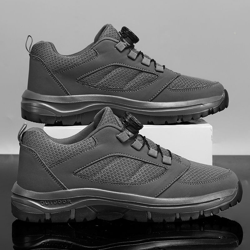 mens outdoor road running shoes breathable mesh hiking sneakers with rotation button lightweight training shoes comfortable casual walking shoes all day comfortable hiking and sneakers