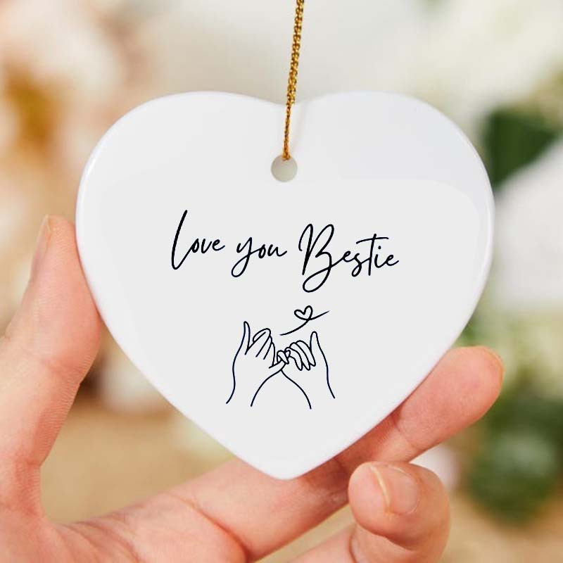 2d Flat, 1pc Valentines Gift For Best Friend, Love You Bestie Gift For Best Friend Acrylic Heart Ornament