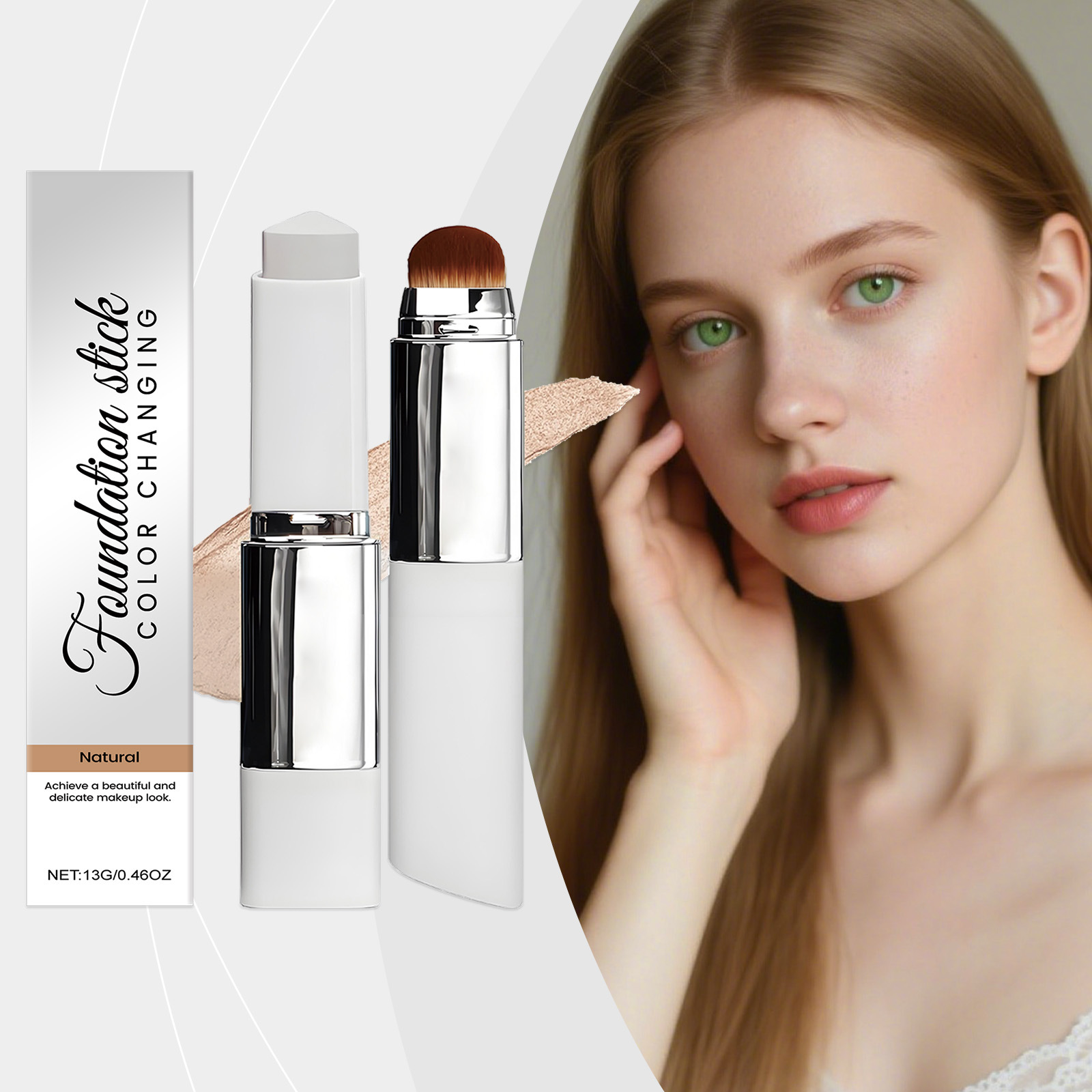 dual ended color changing foundation stick with hydrating powder base concealer buildable coverage suitable for skin types natural blending creamy formula for   wear to medium shades