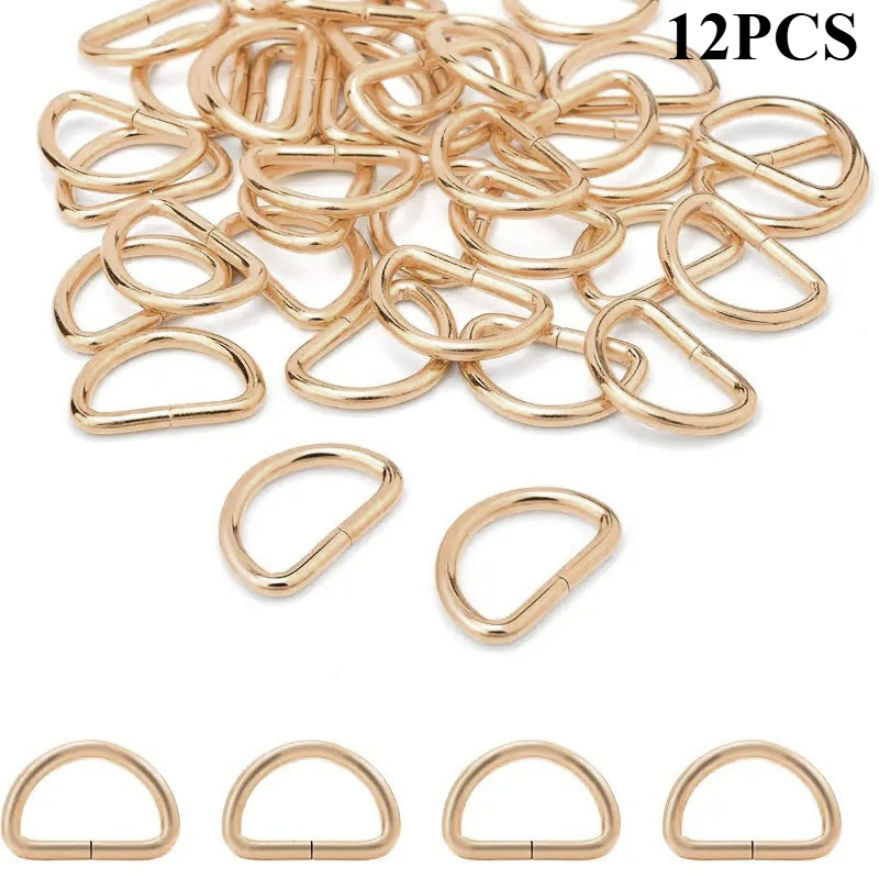 TEMU 12 piezas de mosquetones en D de metal con forma de media caña, anillas en D multifuncionales de metal para ropa, collares de perro, correas de