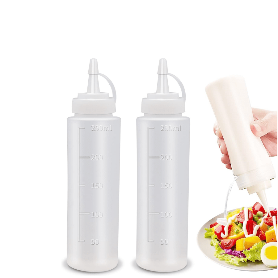 3pcs Non-pvc Leak-proof Sauce Bottles With Measurement & Transparent Body - Multi- Dressing Dispenser Suitable For Kitchen, Salad Dressing, Milk, Oyster Sauce - -squeeze Seasoning Bottle