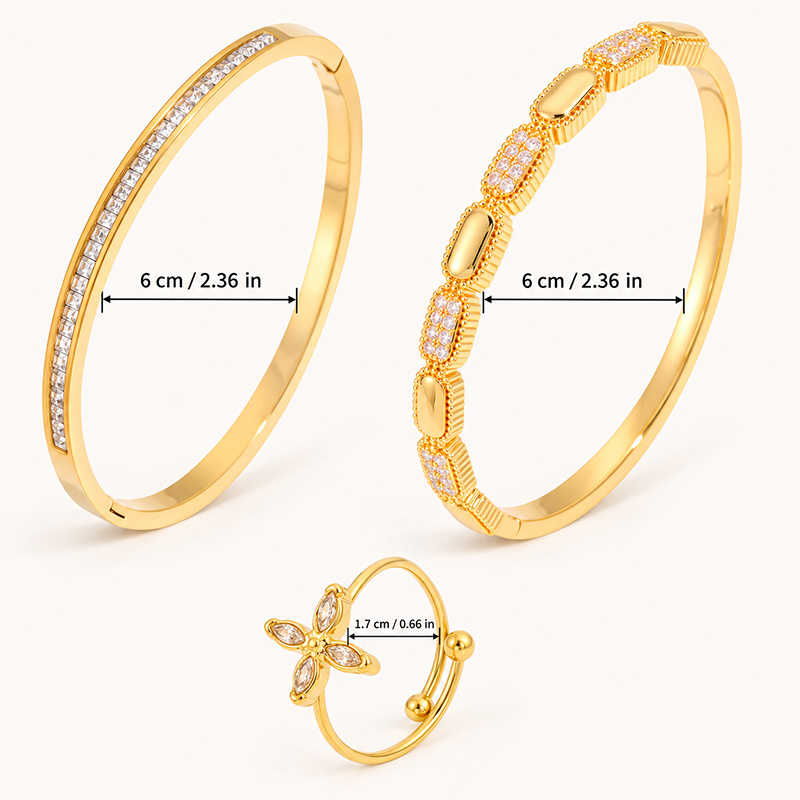 Elegant Retro Matching Jewellery Set with Bangle and Ring