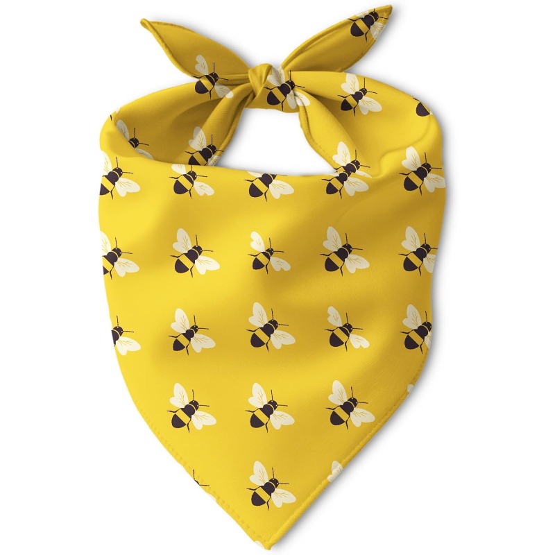 TEMU 1pc Large -themed Dog Scarf With Bee Pattern, Adjustable Tie-back Hook Collar, Suitable For Medium And Large Dogs, Themed Party Costume