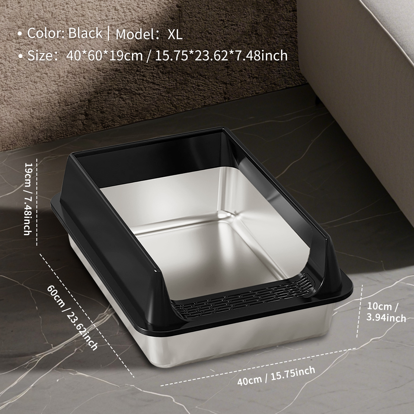 item picture oversized stainless steel litter box closed splash proof and leak proof removable cover suitable for large cats multi