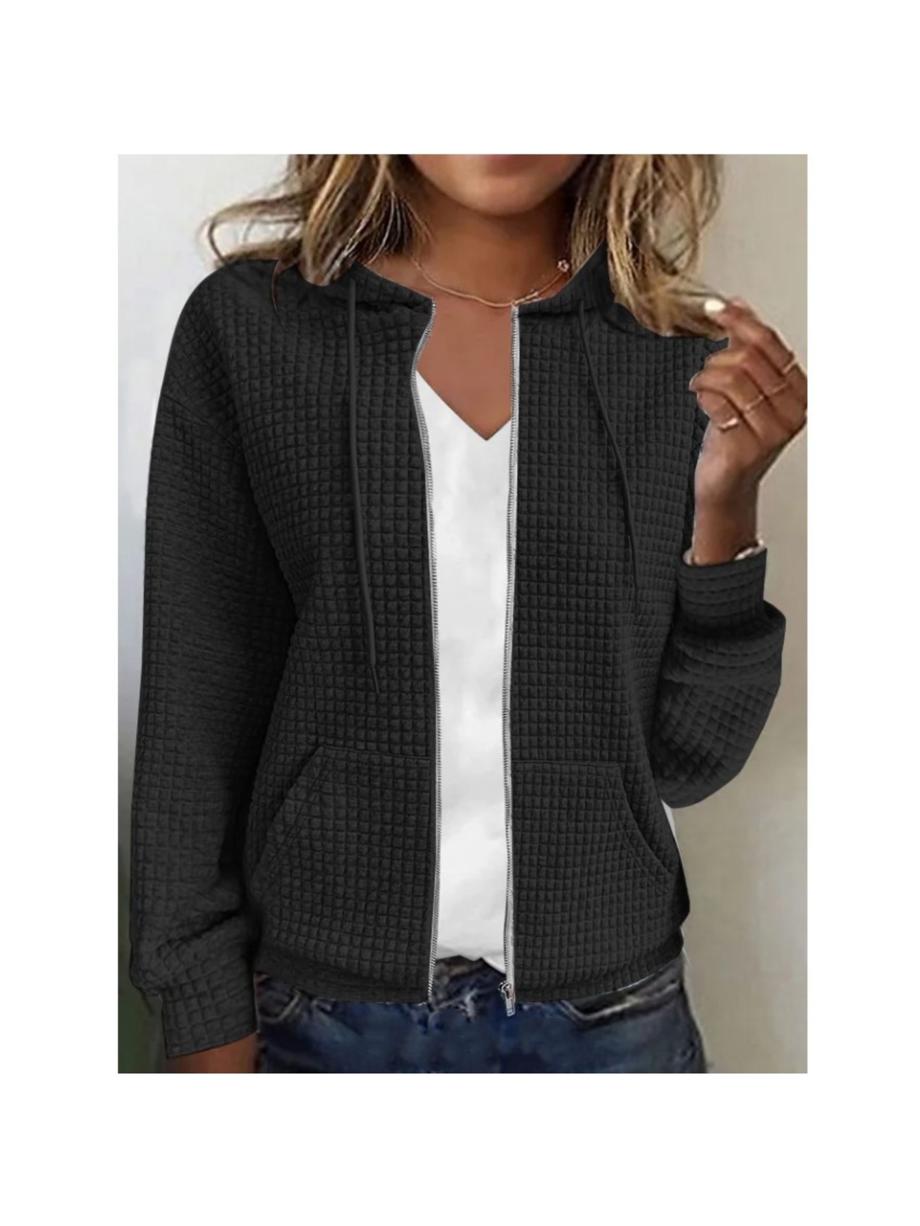Womens Zip Hoodie Jacket Casual Long Sleeve Sweatshirt Hood