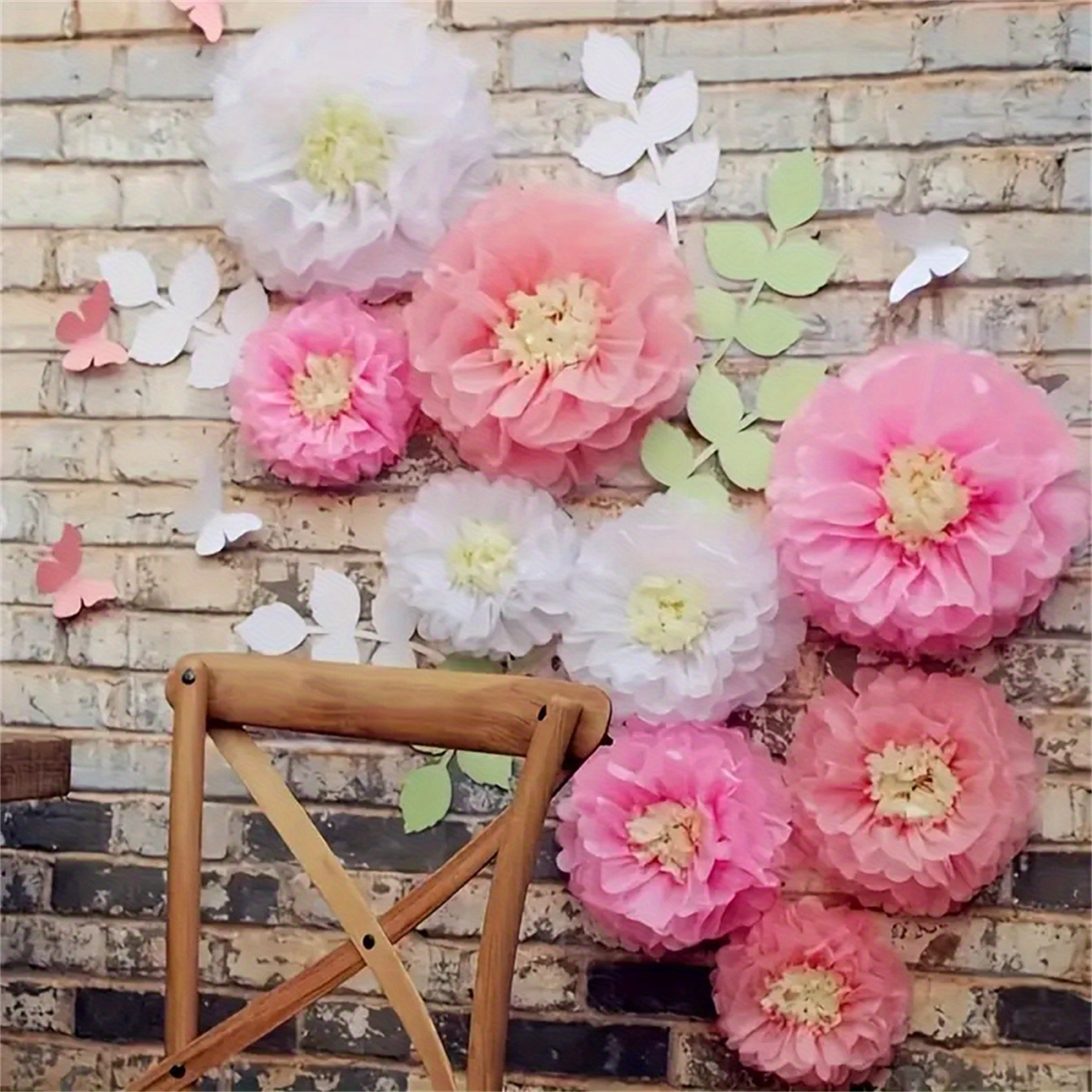 b242zc180 set of large, medium and small crepe paper flowers