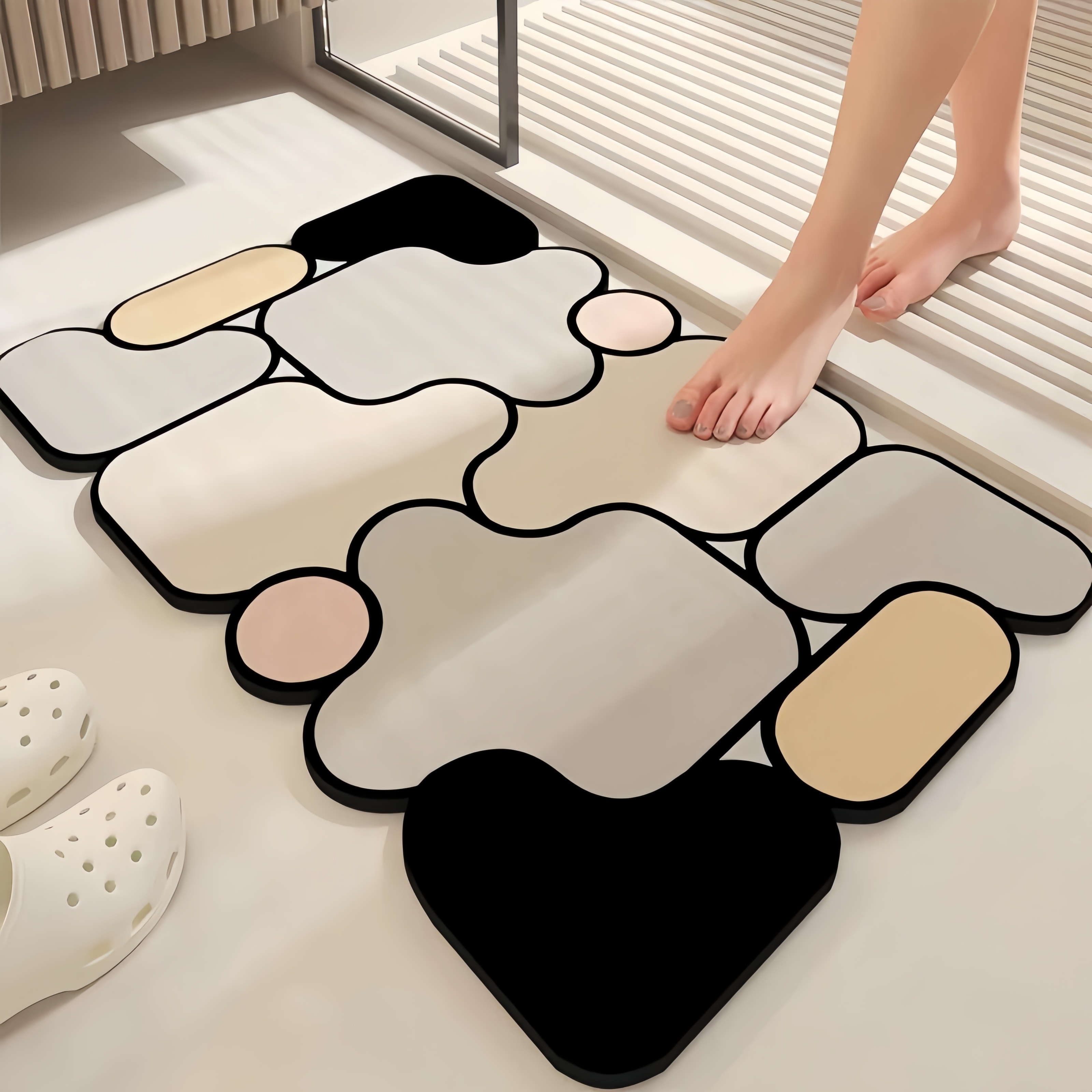 

1pc Christmas Diatomite Bath Mat - Non-slip, Quick-dry, Rug, Machine Made Polyester Rubber, Low Pile, Hand Washable, Oblong Shape, 900gsm, 0.25cm Thickness