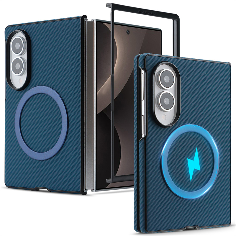 TEMU Phone Case - Carbon Fiber Texture Suitable For Galaxy Z Fold 8 Wide Phone Case New Zfold8wide Folding Magnetic Protective Cover