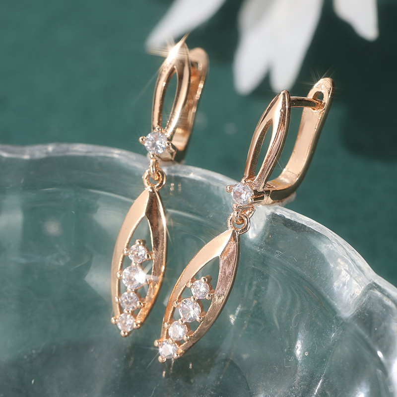 Women's Elegant Teardrop-Shaped Earrings with White Synthetic Zirconia