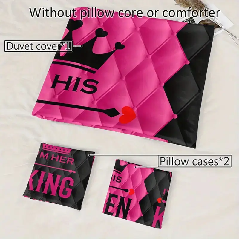 3pcs couples print duvet cover set with 1 duvet cover 2 pillowcases without pillows home dorm high definition contrast exuding and Product details 3