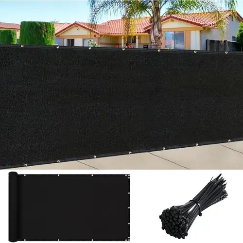 black privacy screen fence 6x50 uv protected heavy duty hdpe mesh with zip ties grommets for outdoor and balcony use