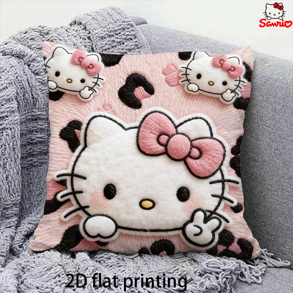 E-shop 2D Flat - 1 Stück Niedlicher Hello Kitty Kissenbezug, Mehrere Stilmuster zur Auswahl, Bequemer Sofakissenbezug, Deko für Zuhause und Büro,
