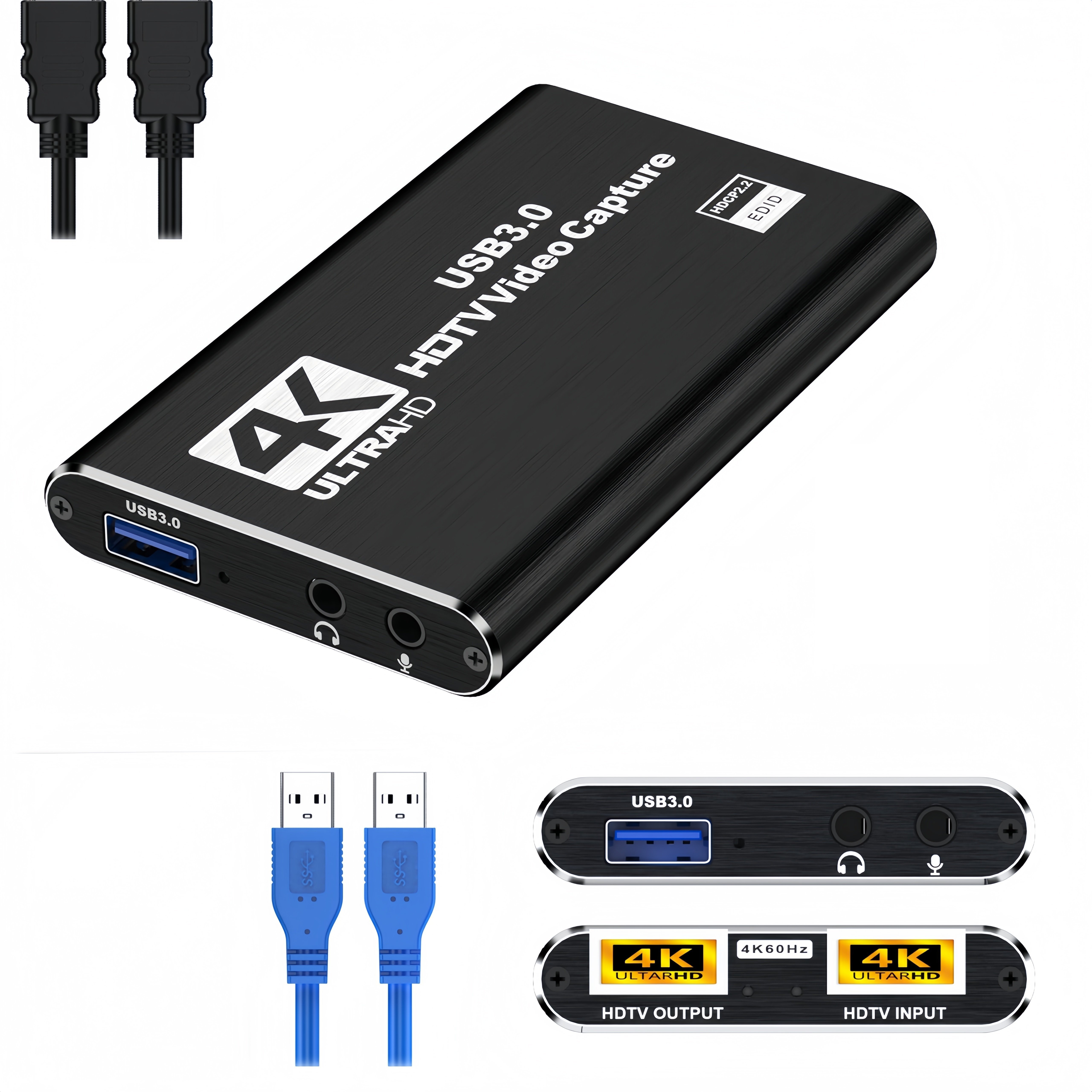 TEMU Balabaxer 4k Hdtv , Supports 1080p 60fps, Usb 3.0, Plug And Play, Ultra Low Latency, Hdr Support, Suitable For Gaming, Live Streaming, Meetings,
