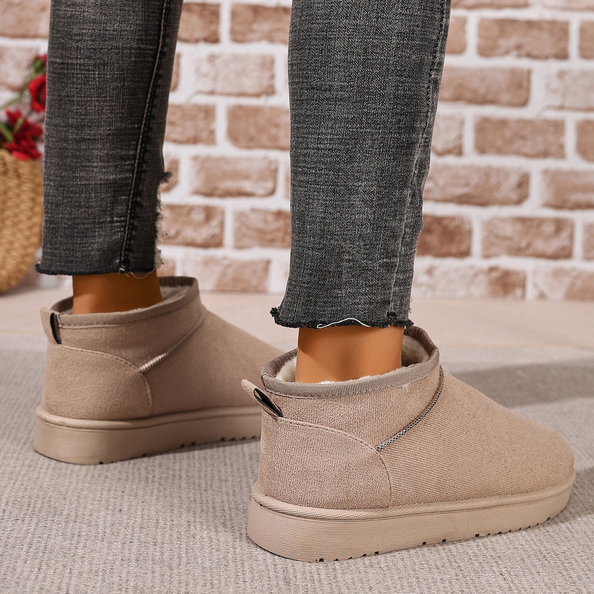 TEMU Jj Modern Urban Style Women's Easy Thickened Warm Snow Boots, A Must-have For Winter Street Fashion, Versatile Casual Ankle Boots That Pair Well