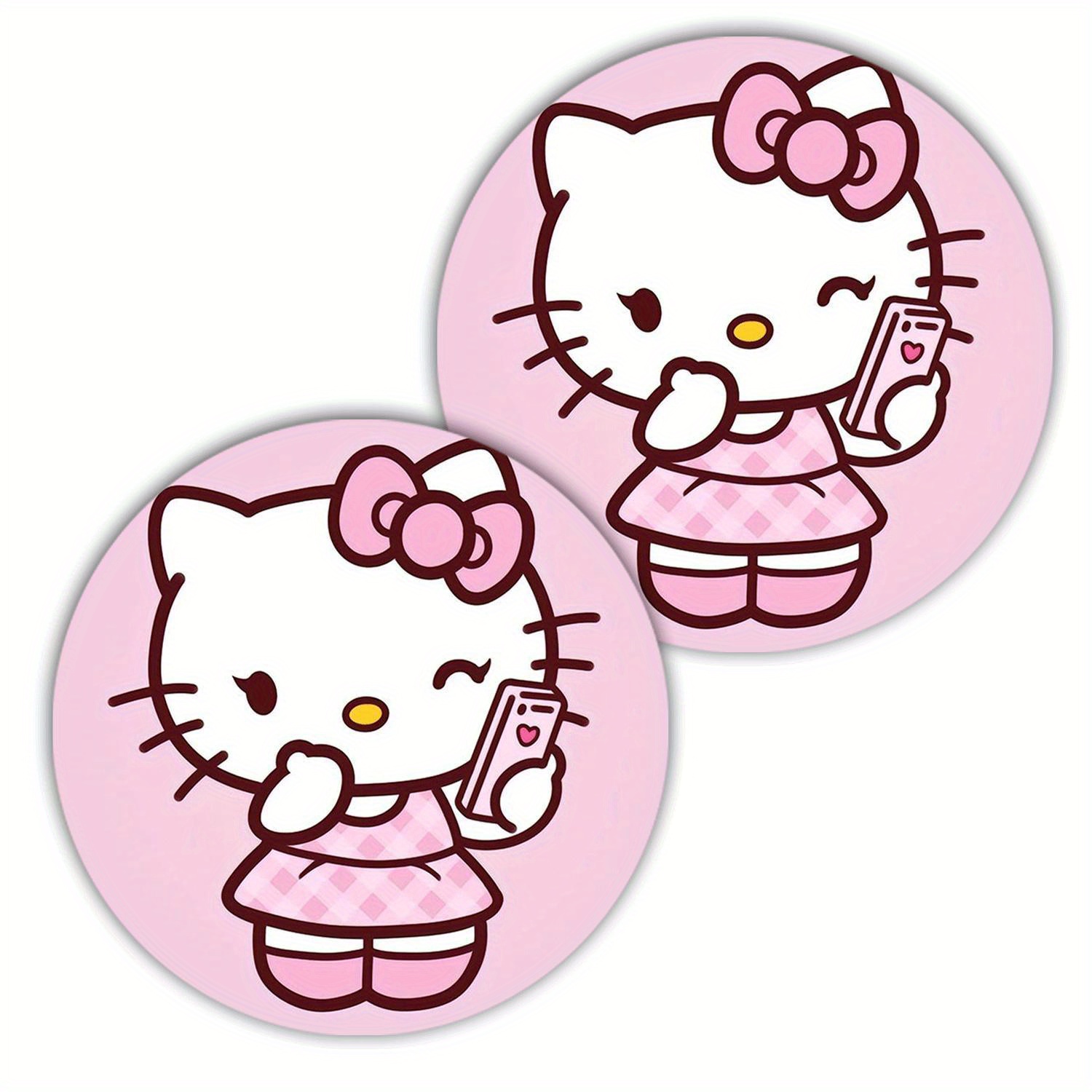 2pcs Hello Kitty Cup Holder - Non-slip Rubber, Fits Most Cup Sizes, Ideal Holiday Gift, Birthday Gift, Interior Accessory | Design | Durable Rubber, Perfect For Hello Kitty Accessories