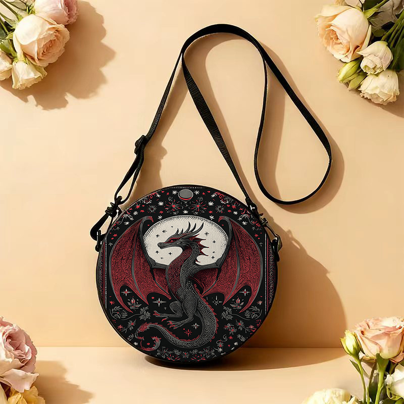 TEMU 1pc, Étend Ses Ailes et Plane - Sac Bandoulière Rond avec Bandoulière Amovible et Réglable, Fermeture Éclair, Design Unisexe. Sac à Main Élégant