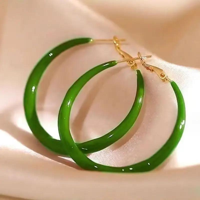 E-shop Vintage Rote Emaille Goldene Schmuckohrringe für Damen Party Urlaub Geschenke Elegante Kreisohrringe Schmuck