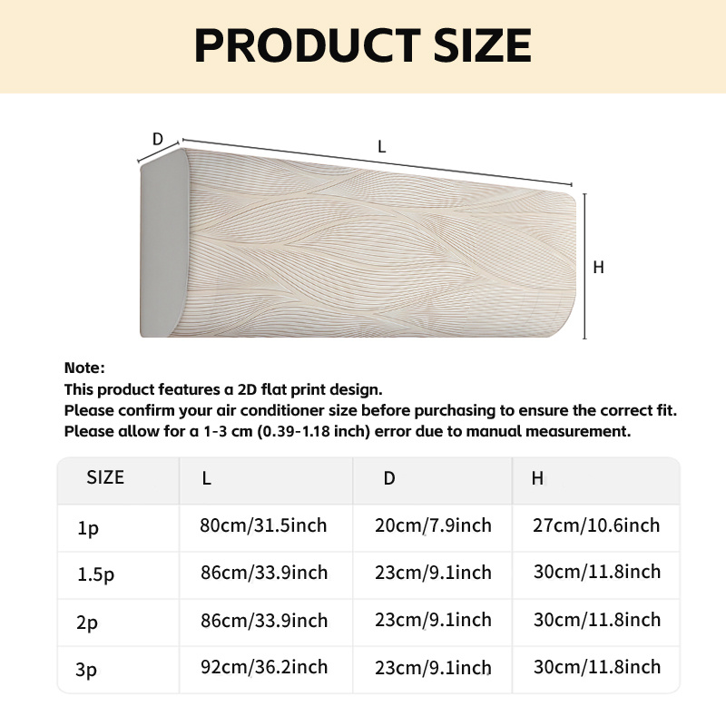 TEMU 1pc 2d Flat Air Conditioner Accessory Decorative Cover, Beautiful Geometric Floral Pattern, Household Wall-mounted Ac Dust Cover, Full Coverage