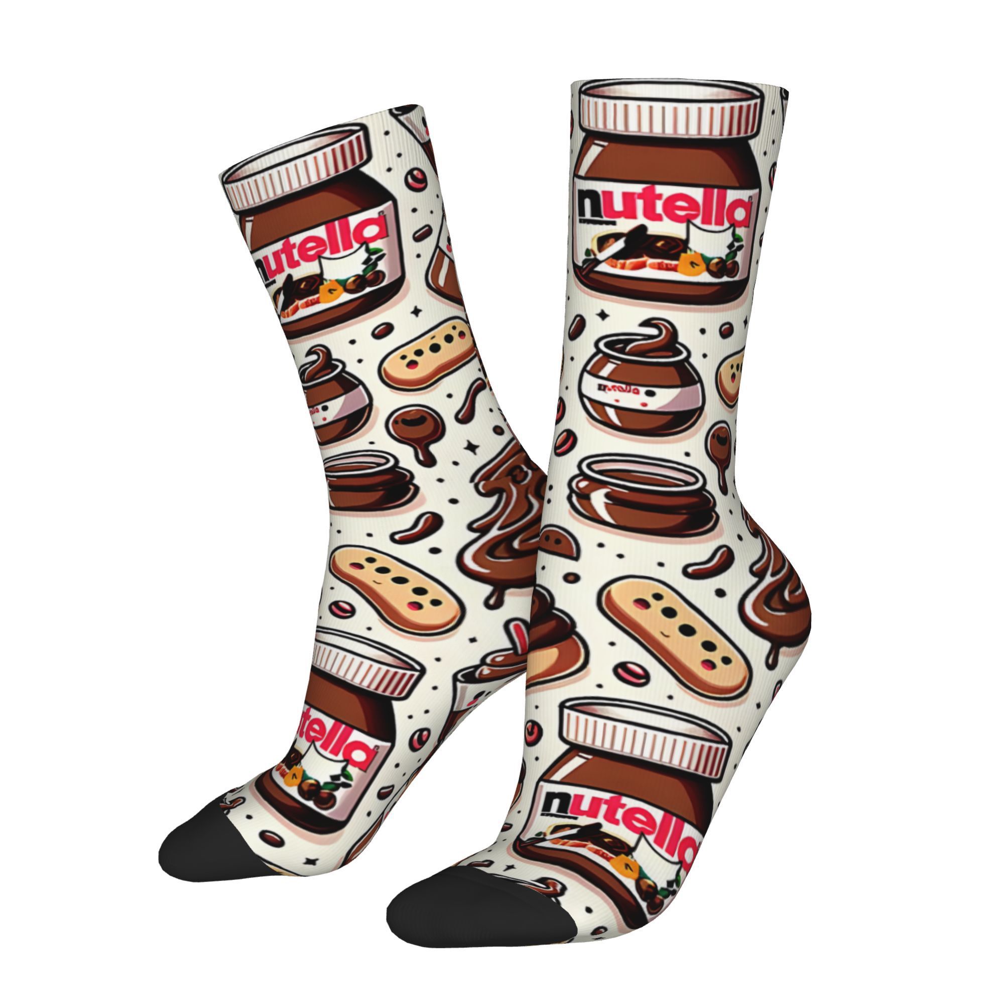 

Men's Novelty Socks - Chocolate Spread Design, Vintage , Crew Length, Breathable Polyester , Cute Socks