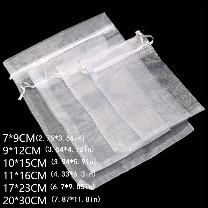 25pcs white organza drawstring bags versatile gift pouches for jewelry makeup party favors durable gauze sachets in multiple sizes best for christmas