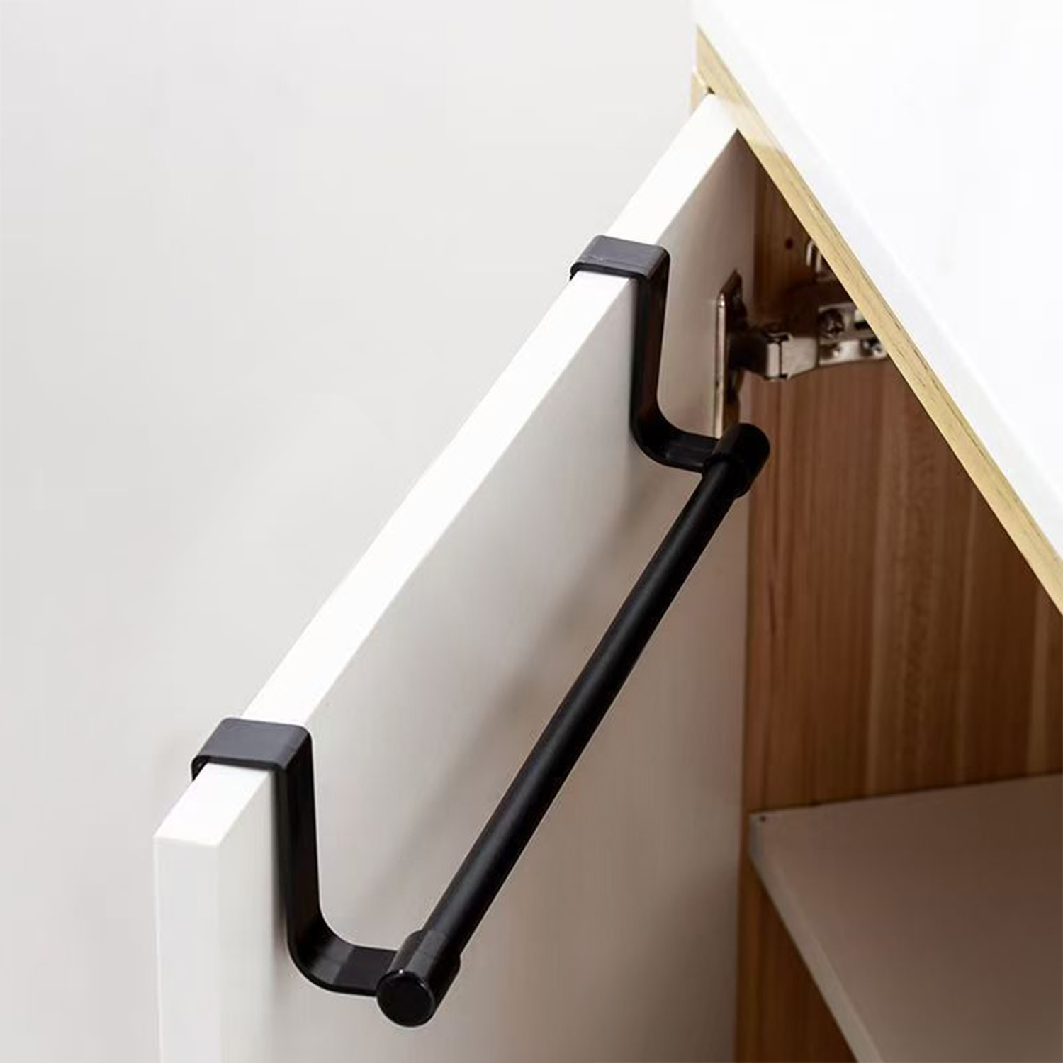 TEMU 1pc No-drill Back-mounted Single-rod Towel Rack And Cloth Hanger For Kitchen Cabinet Doors - Contemporary Organizer For Dishcloths, Gloves,