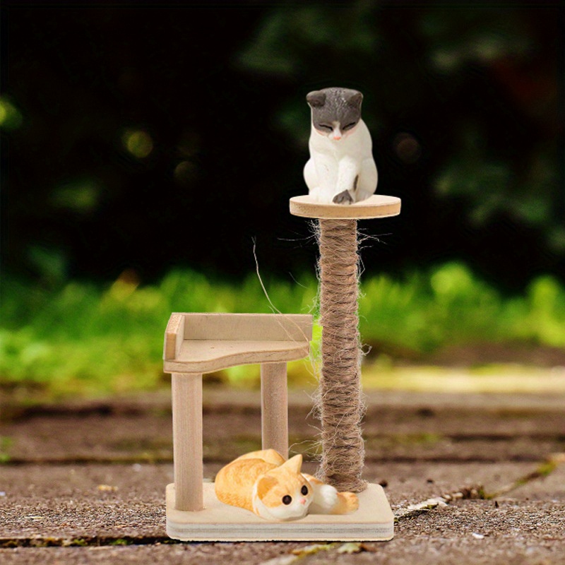 1:12 scale dollhouse miniature wooden cat tree sisal covered