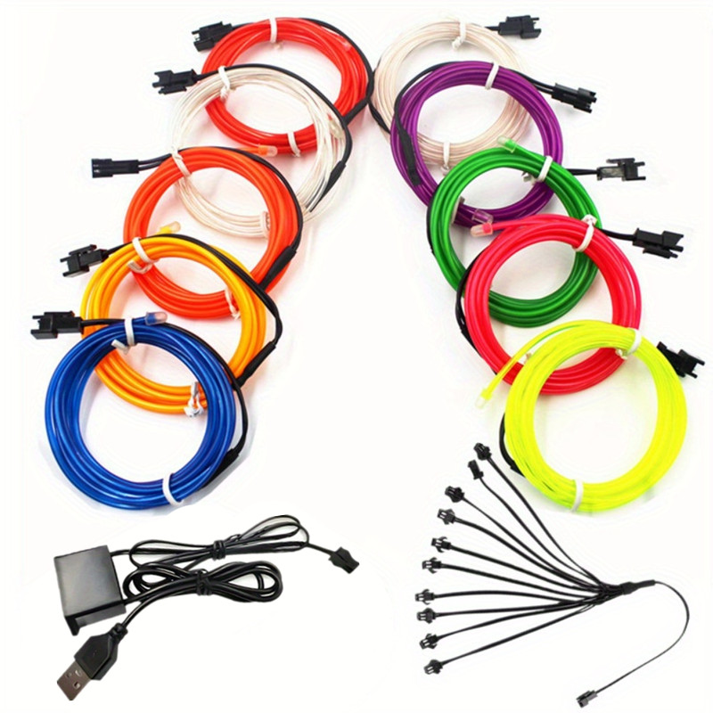 a set of 12pcs of 1 meter long el glowing wire suitable for decorative lighting fluorescent dance additions and led neon wire Product details 1